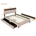 Upholstered Platform Bed with Storage Headboard