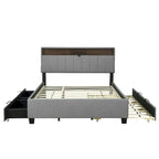 Upholstered Platform Bed with Storage Headboard