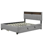 Upholstered Platform Bed with Storage Headboard