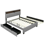 Upholstered Platform Bed with Storage Headboard