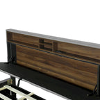 Upholstered Platform Bed with Storage Headboard