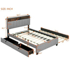 Upholstered Platform Bed with Storage Headboard