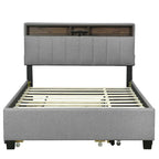 Upholstered Platform Bed with Storage Headboard