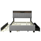 Upholstered Platform Bed with Storage Headboard