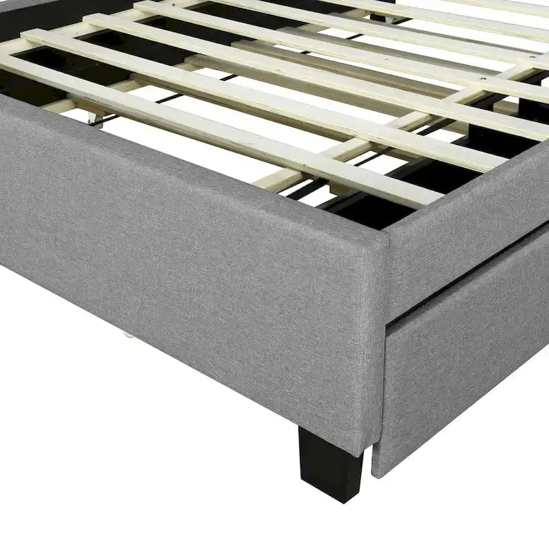 Upholstered Platform Bed with Storage Headboard