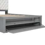 Queen Size Wood Platform Bed with Shoe Rack and Drawers