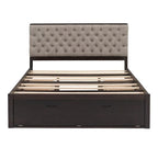 Queen Size Wood Platform Bed with Shoe Rack and Drawers