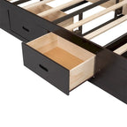Queen Size Wood Platform Bed with Shoe Rack and Drawers