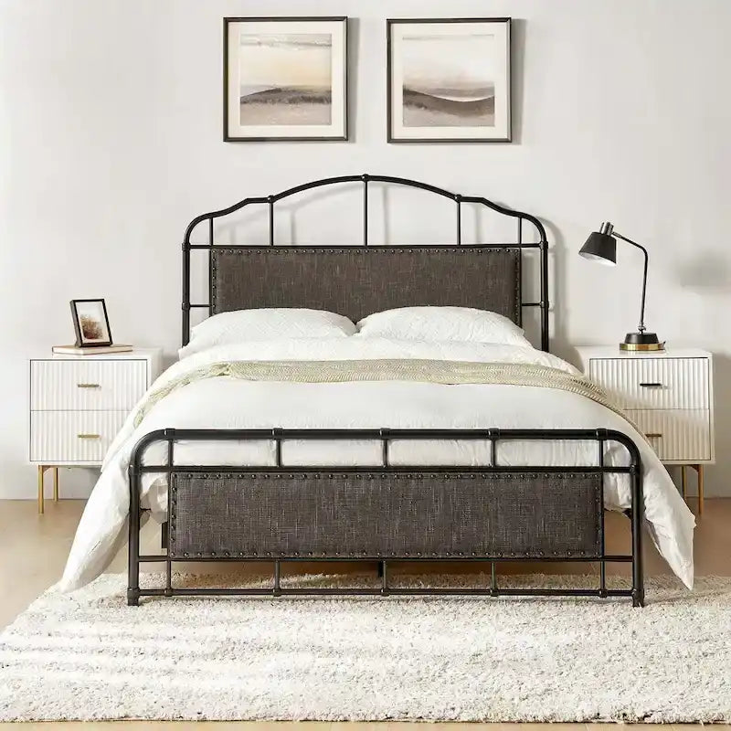 Eufemia Industrial 62  High Headboard Platform Metal Bed Frame by HULALA HOME