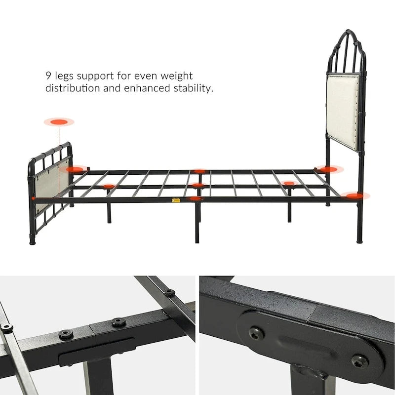 Eufemia Industrial 62  High Headboard Platform Metal Bed Frame by HULALA HOME