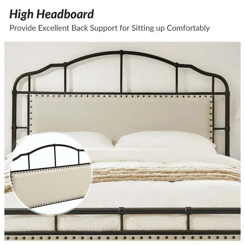 Eufemia Industrial 62  High Headboard Platform Metal Bed Frame by HULALA HOME