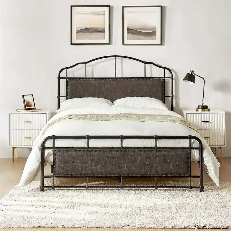 Eufemia Industrial 62  High Headboard Platform Metal Bed Frame by HULALA HOME
