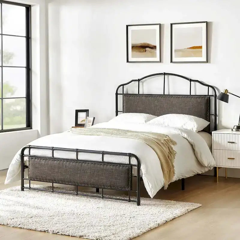 Eufemia Industrial 62  High Headboard Platform Metal Bed Frame by HULALA HOME