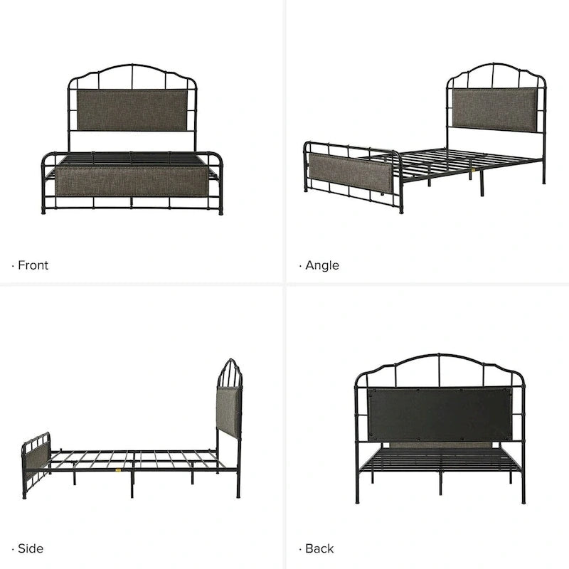 Eufemia Industrial 62  High Headboard Platform Metal Bed Frame by HULALA HOME