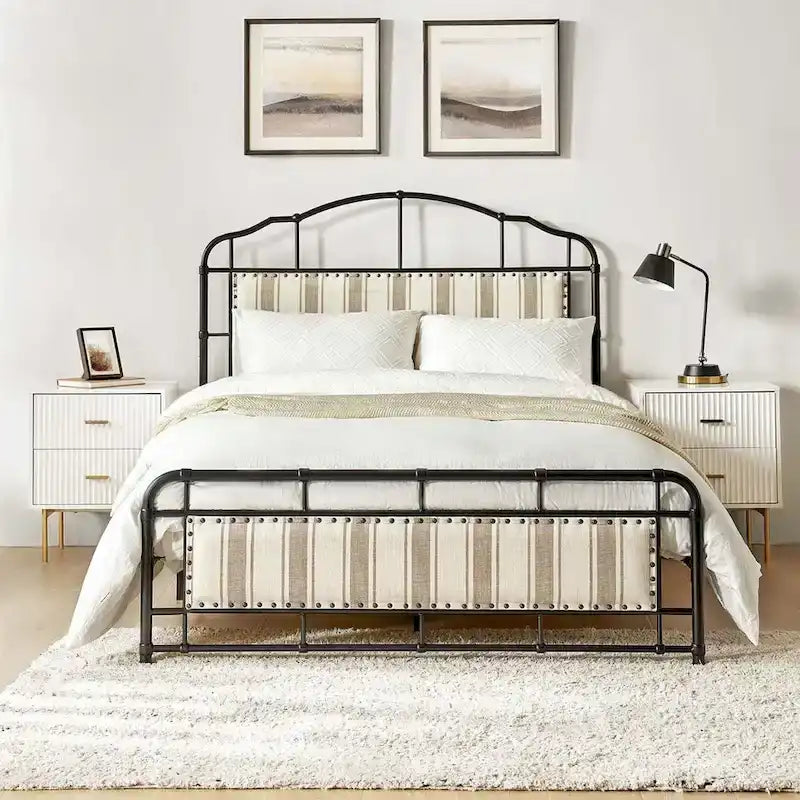 Eufemia Industrial 62  High Headboard Platform Metal Bed Frame by HULALA HOME