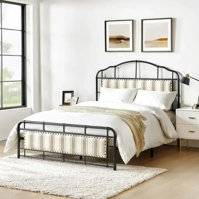 Eufemia Industrial 62  High Headboard Platform Metal Bed Frame by HULALA HOME