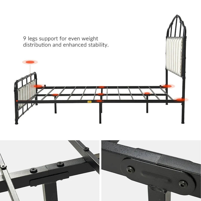 Eufemia Industrial 62  High Headboard Platform Metal Bed Frame by HULALA HOME