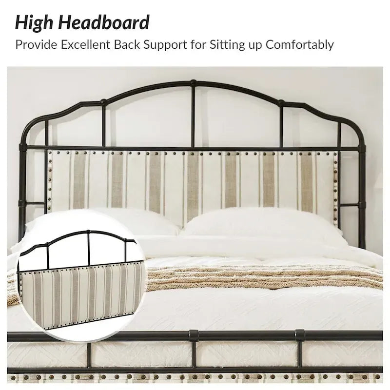 Eufemia Industrial 62  High Headboard Platform Metal Bed Frame by HULALA HOME