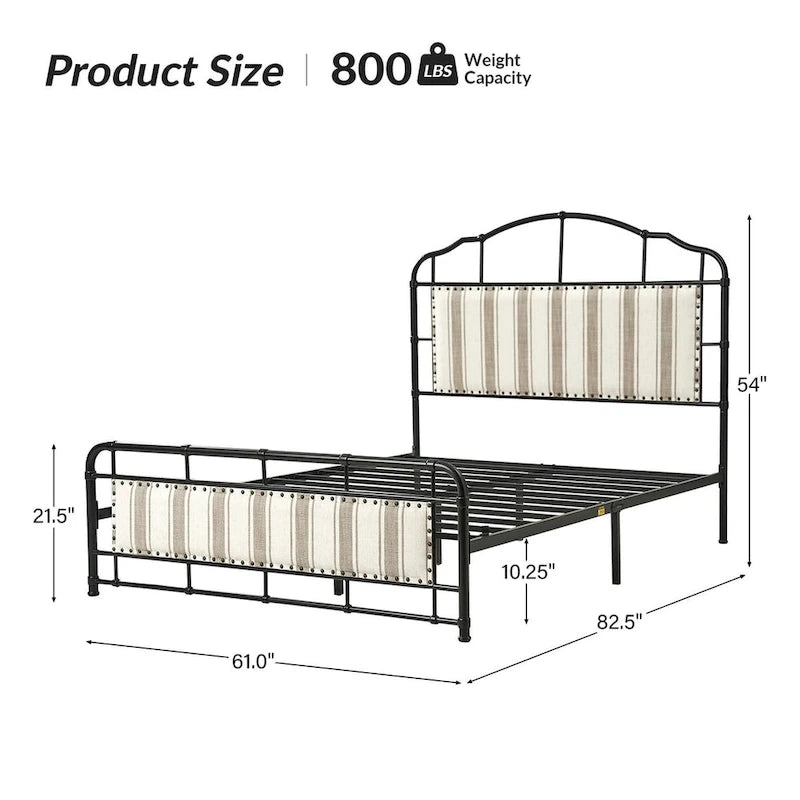 Eufemia Industrial 62  High Headboard Platform Metal Bed Frame by HULALA HOME