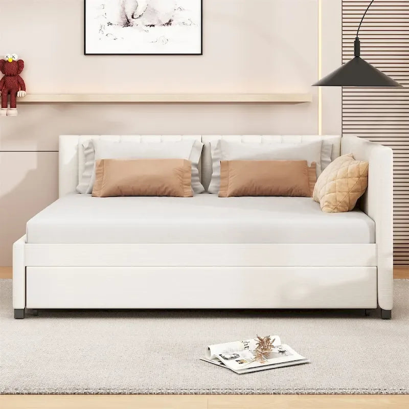 Merax Full Size Upholstered Daybed with Trundle