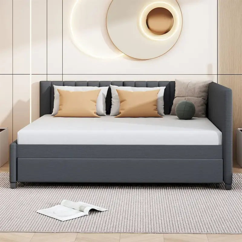 Merax Full Size Upholstered Daybed with Trundle
