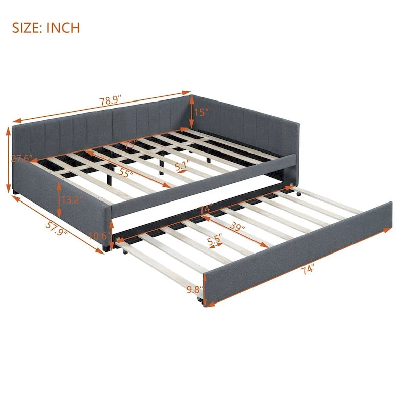Merax Full Size Upholstered Daybed with Trundle