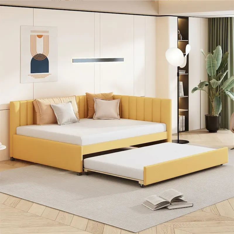 Merax Full Size Upholstered Daybed with Trundle