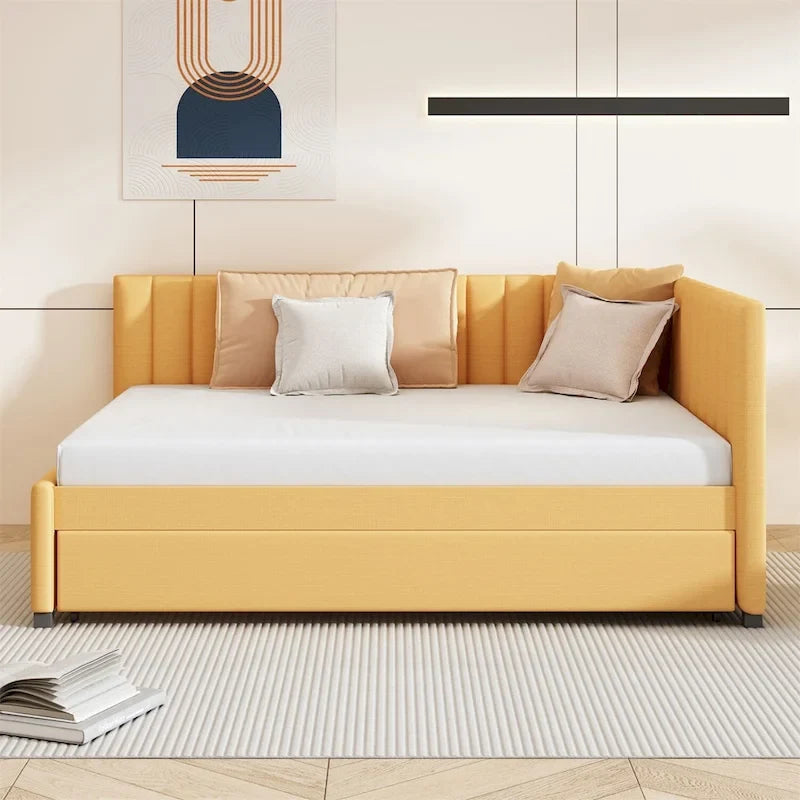 Merax Full Size Upholstered Daybed with Trundle