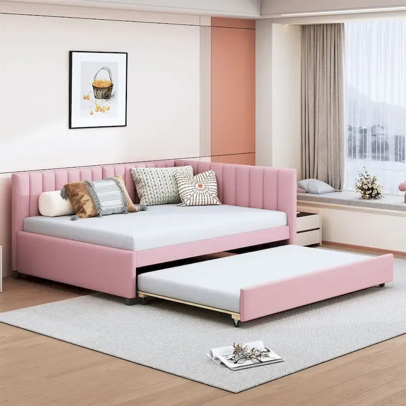 Merax Full Size Upholstered Daybed with Trundle
