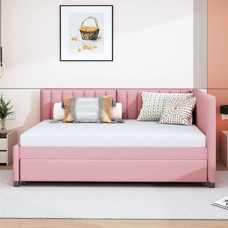 Merax Full Size Upholstered Daybed with Trundle