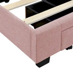 CUSchoice Queen Size Linen Upholstered Platform Bed with 3 Drawers and Storage