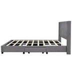 CUSchoice Queen Size Linen Upholstered Platform Bed with 3 Drawers and Storage