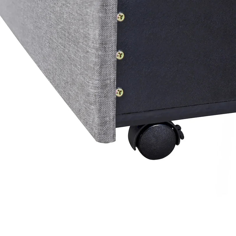 CUSchoice Queen Size Linen Upholstered Platform Bed with 3 Drawers and Storage