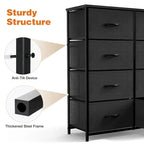 Bedroom Storage with 8 Drawers Tall Dresser & Chest of Drawers Fabric Dresser with Wood Top and Sturdy Steel Frame