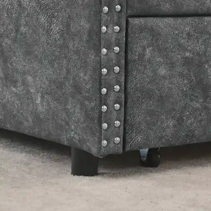 Queen Size Daybed With Drawers Upholstered Tufted Sofa Bed