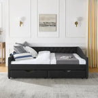 Queen Size Daybed With Drawers Upholstered Tufted Sofa Bed