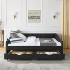 Queen Size Daybed With Drawers Upholstered Tufted Sofa Bed