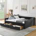 Queen Size Daybed With Drawers Upholstered Tufted Sofa Bed