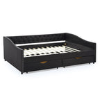 Queen Size Daybed With Drawers Upholstered Tufted Sofa Bed