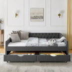 Queen Size Daybed With Drawers Upholstered Tufted Sofa Bed