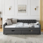 Queen Size Daybed With Drawers Upholstered Tufted Sofa Bed