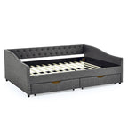 Queen Size Daybed With Drawers Upholstered Tufted Sofa Bed