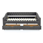 Queen Size Daybed With Drawers Upholstered Tufted Sofa Bed