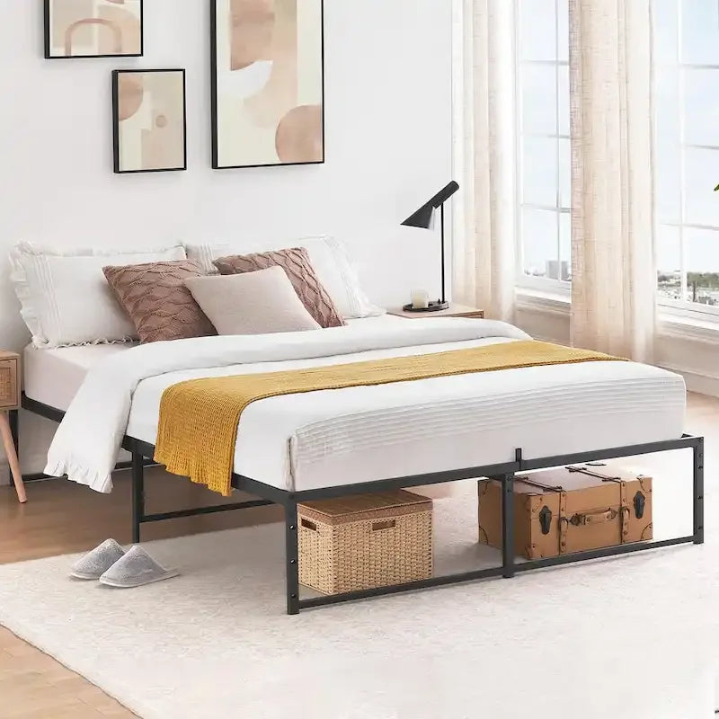 14 inch Platform Frame, with 3 in 1 Steel Support, No Box Spring Needed, Load Up to 800Lbs