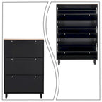 Minimalist Shoe Storage Cabinet with Wood Grain Finished Top Panel