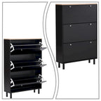 Minimalist Shoe Storage Cabinet with Wood Grain Finished Top Panel