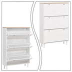 Minimalist Shoe Storage Cabinet with Wood Grain Finished Top Panel
