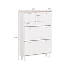 Minimalist Shoe Storage Cabinet with Wood Grain Finished Top Panel