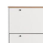 Minimalist Shoe Storage Cabinet with Wood Grain Finished Top Panel