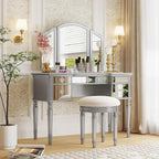 Roomfitters Makeup Vanity Table, 5 Drawers, Foldable Mirror, Stool Included